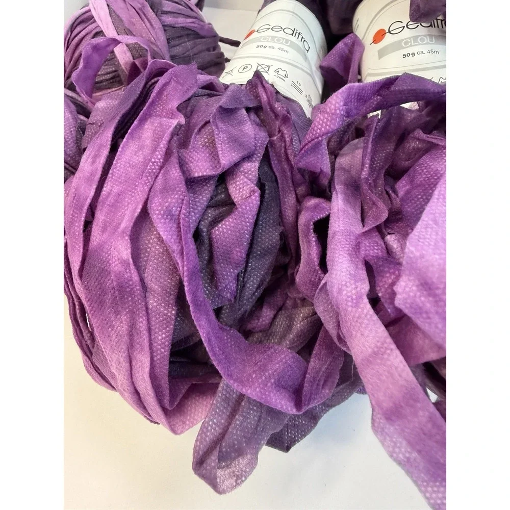 Gedifra Clou Ribbon Yarn Purple Ombre 100% Nylon Italy 300g+ Total